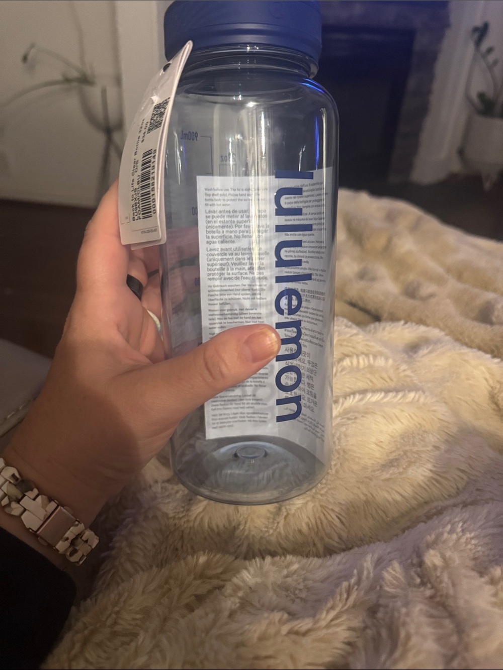 lululemon athletica Clear Bottle with Blue Logo and Cap